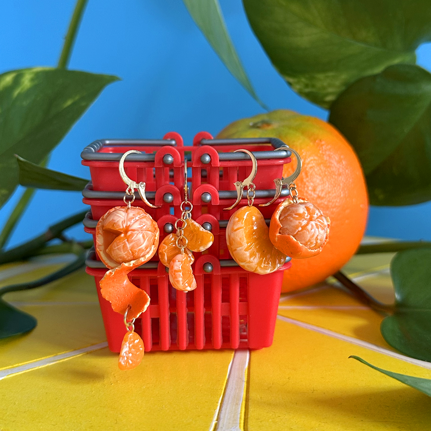 ORANGE WEDGE CHARM ***SINGLE*** EARRING