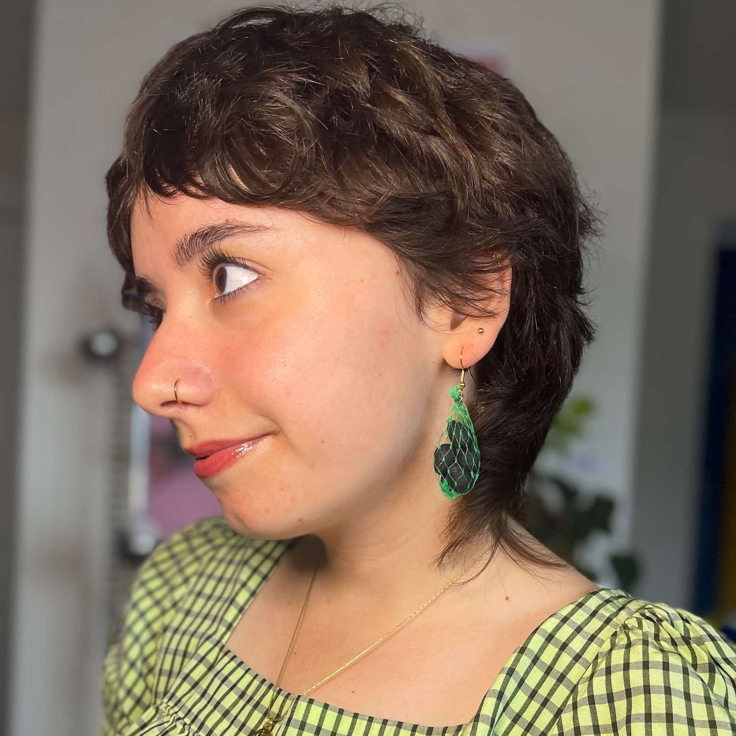 AVOCADO PRODUCE BAG EARRINGS