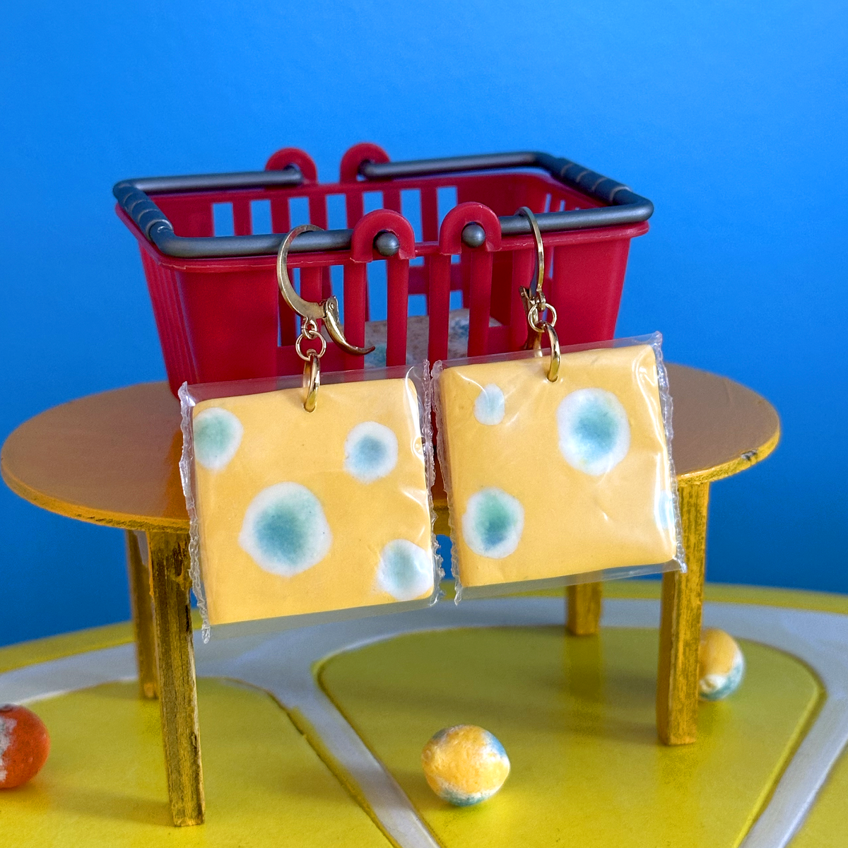MOLDY CHEESE SLICE ***SINGLE*** CHARM EARRINGS