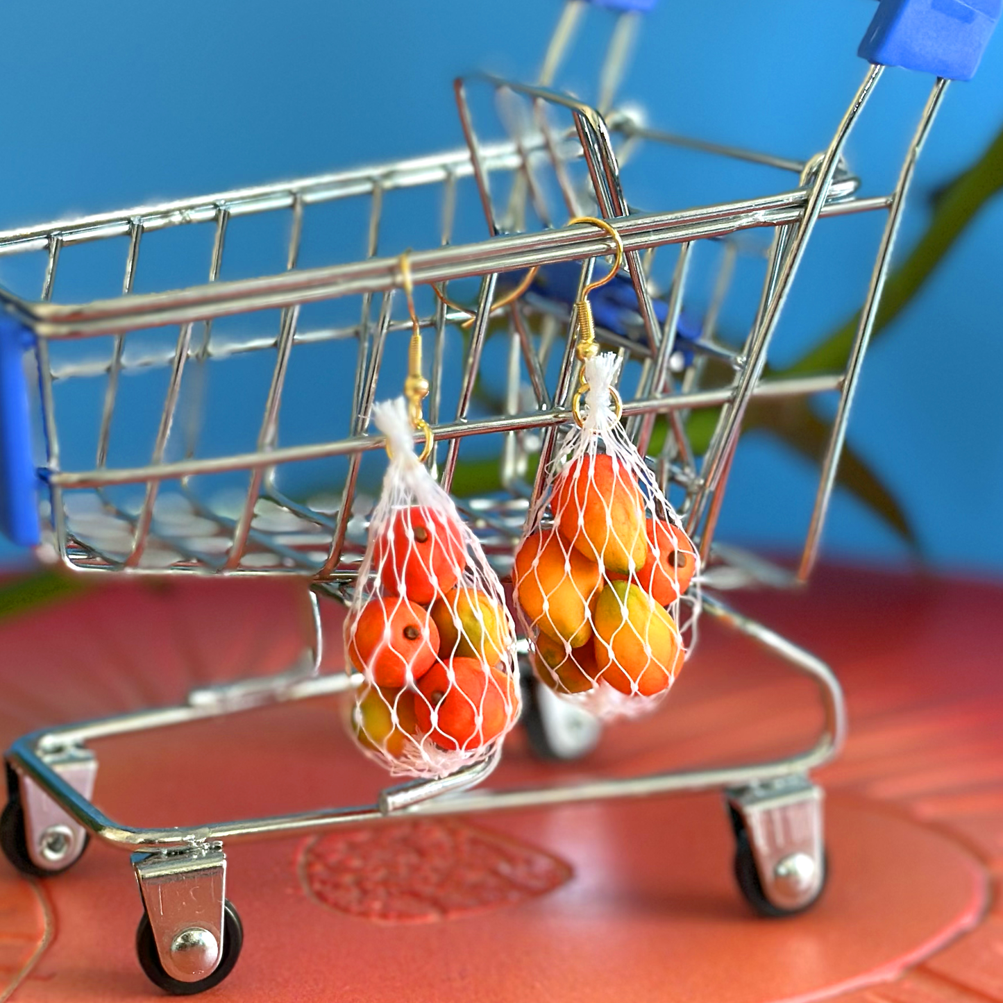 *WHITE MESH* MANGO PRODUCE BAG EARRINGS