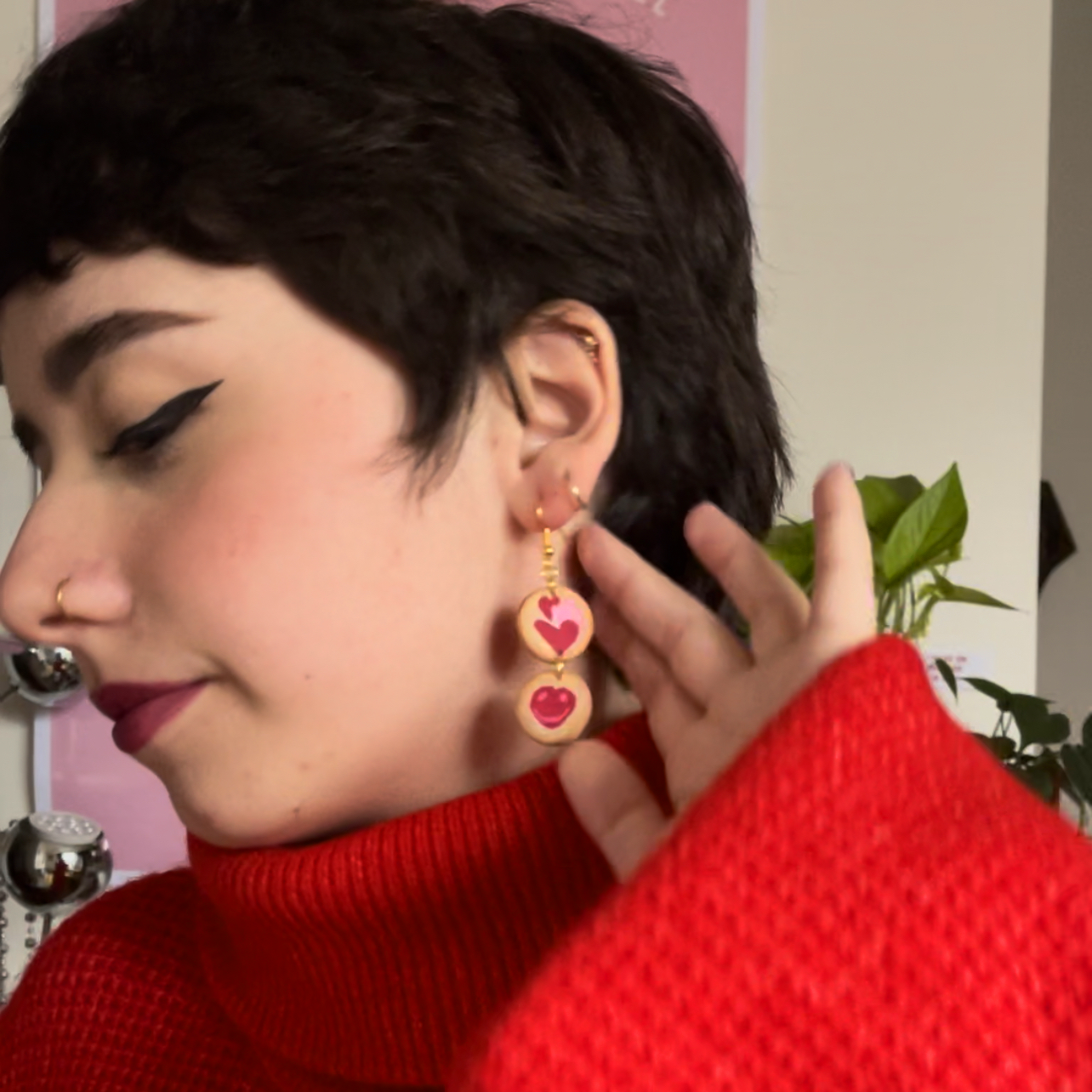 2-TIER VALENTINE COOKIE DANGLE EARRINGS (PAIR)