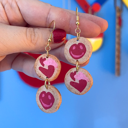 2-TIER VALENTINE COOKIE DANGLE EARRINGS (PAIR)