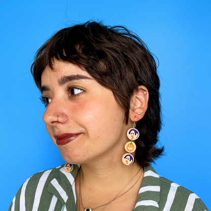 *EXTRA* LONG SPOOKY COOKIE DANGLE EARRINGS **PAIR**