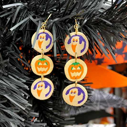 *EXTRA* LONG SPOOKY COOKIE DANGLE EARRINGS **PAIR**