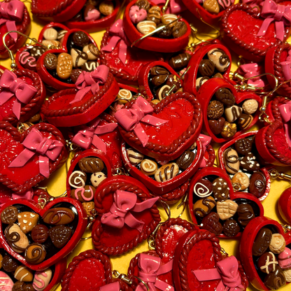 HEART BOX OF CHOCOLATES EARRINGS