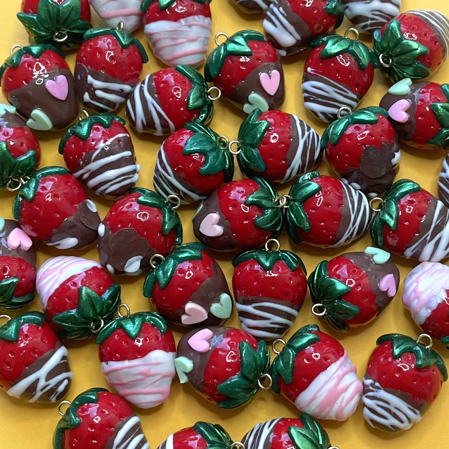 CHOCOLATE COVERED STRAWBERRIES (3 STYLES) ***SINGLE*** EARRING