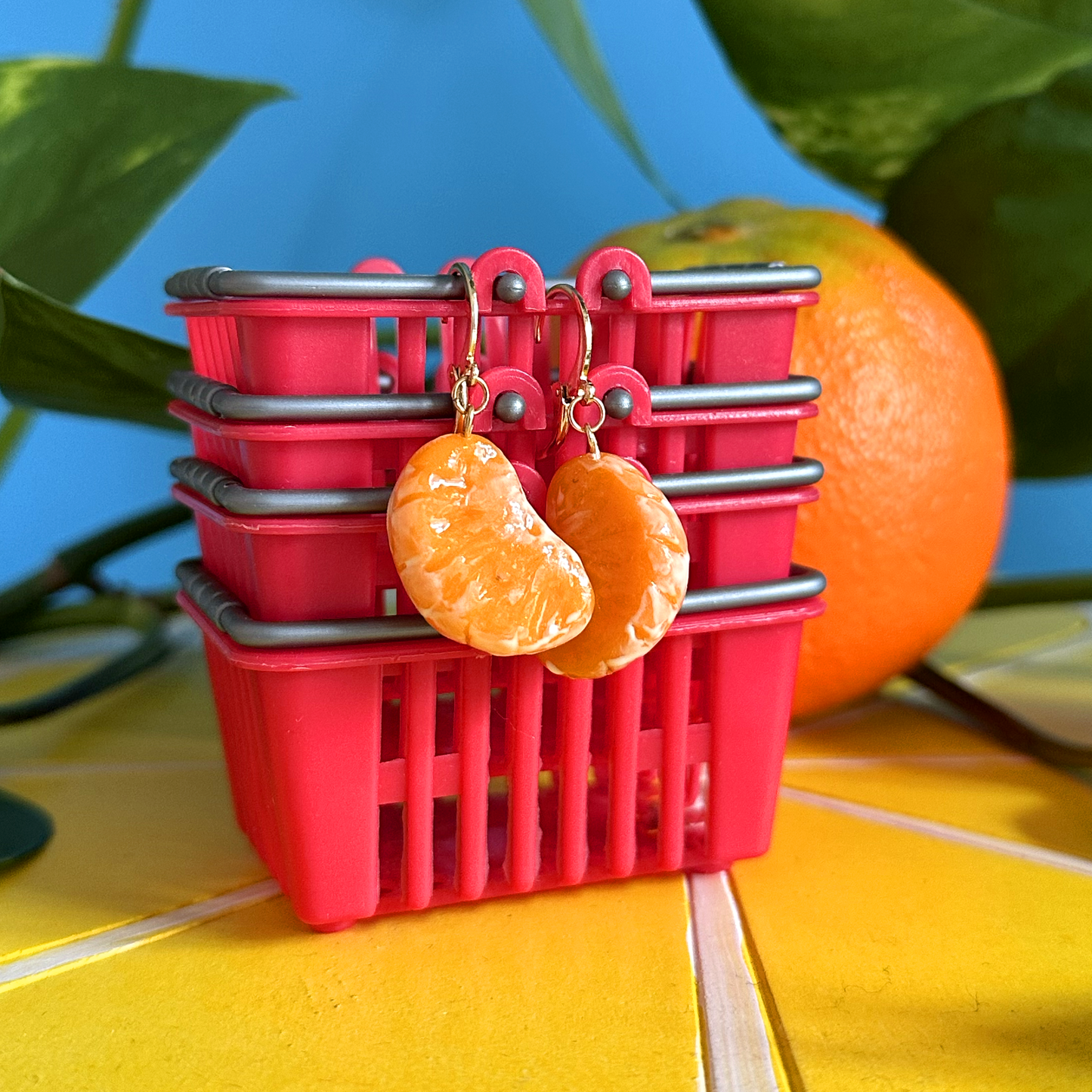 ORANGE WEDGE CHARM ***SINGLE*** EARRING