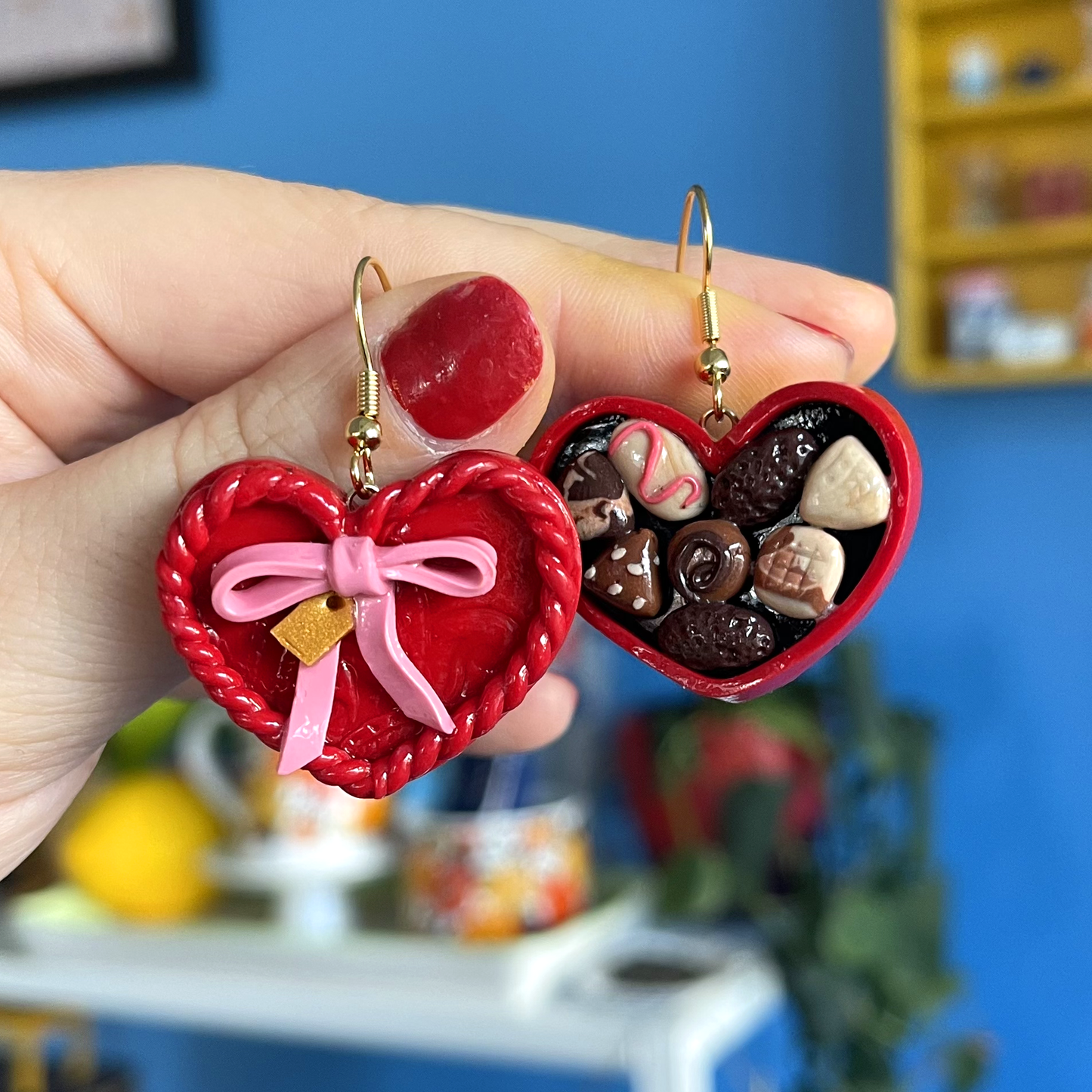 HEART BOX OF CHOCOLATES EARRINGS