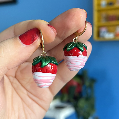 CHOCOLATE COVERED STRAWBERRIES (3 STYLES) ***SINGLE*** EARRING