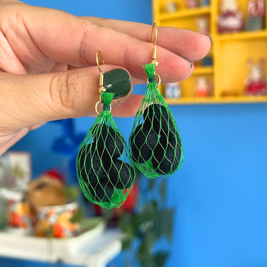 AVOCADO PRODUCE BAG EARRINGS