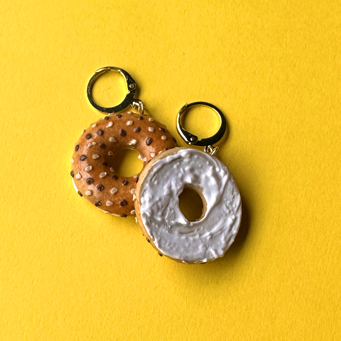 CREAM CHEESE BAGEL ***SINGLE*** CHARM EARRINGS