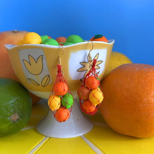 CITRUS PRODUCE BAG EARRINGS
