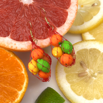 CITRUS PRODUCE BAG EARRINGS