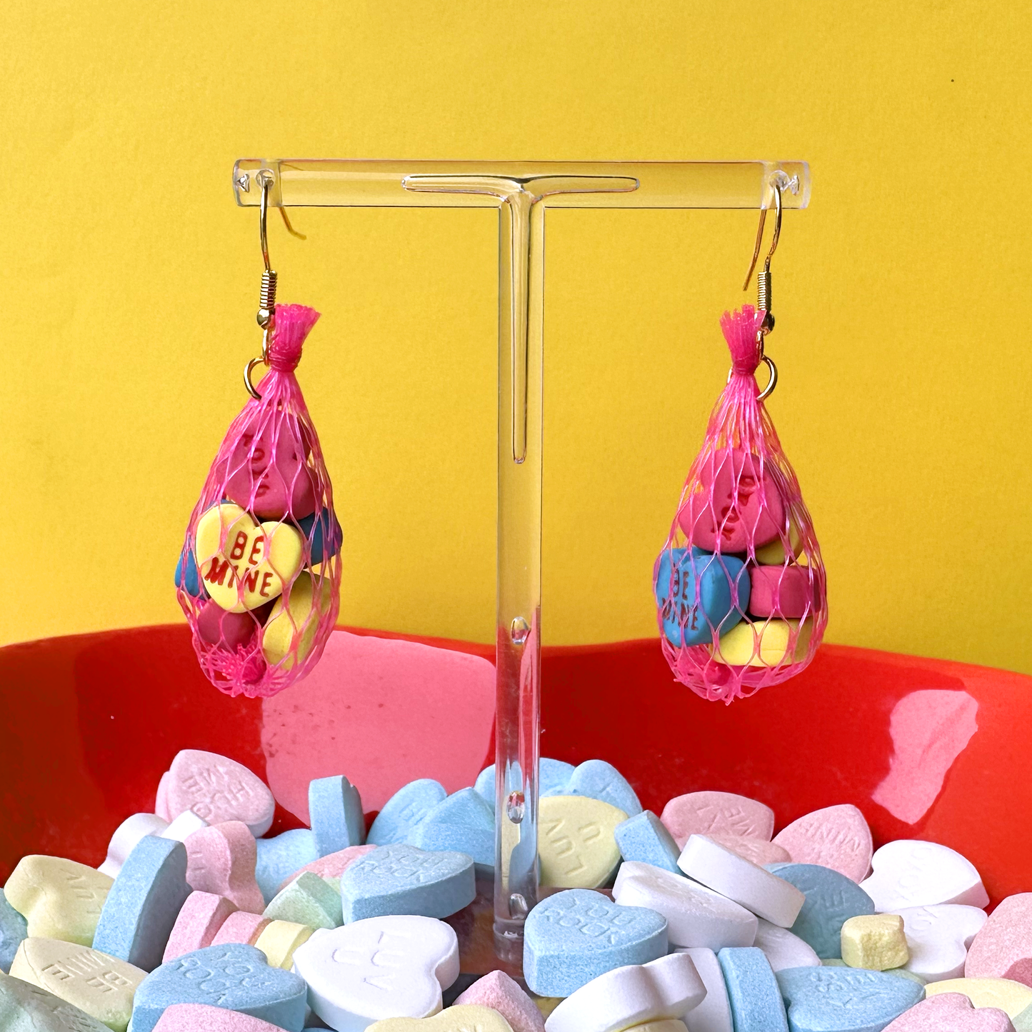 CONVERSATION HEART BAG EARRINGS
