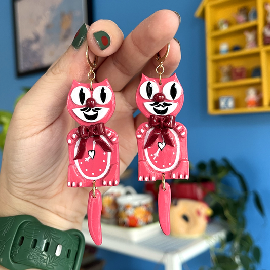 COQUETTE CAT CLOCK EARRINGS *VALENTINE'S DAY EDITION*