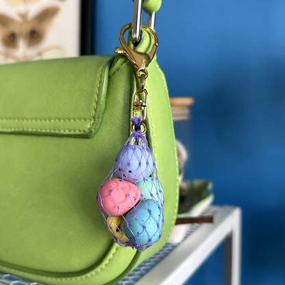 TINY EGGS MESH BAG *BAG CHARM* (YELLOW OR PURPLE MESH)
