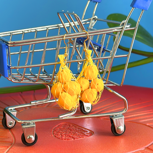 LEMON PRODUCE BAG EARRINGS