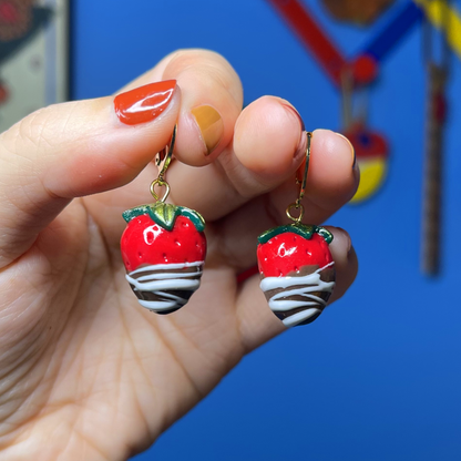 CHOCOLATE COVERED STRAWBERRIES (3 STYLES) ***SINGLE*** EARRING