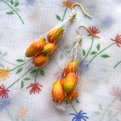 *CLEAR MESH* MANGO BAG EARRINGS