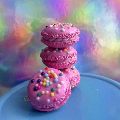 **PREORDER** LARGE MACARON CHARM ***SINGLE*** EARRING (BLUE AND PINK)