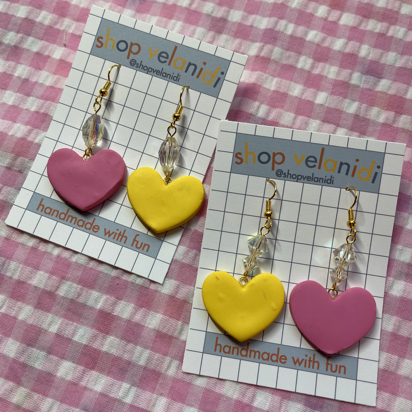 JEWELLED SIMPLE HEART DANGLE EARRINGS