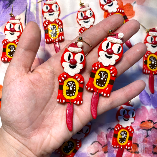 SANTA CAT CLOCK EARRINGS *LIMITED EDITION*