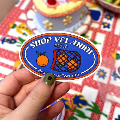 SHOP VELANIDI ORANGE "FRUIT STICKER" VINYL STICKER