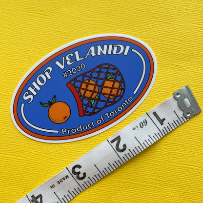 SHOP VELANIDI ORANGE "FRUIT STICKER" VINYL STICKER